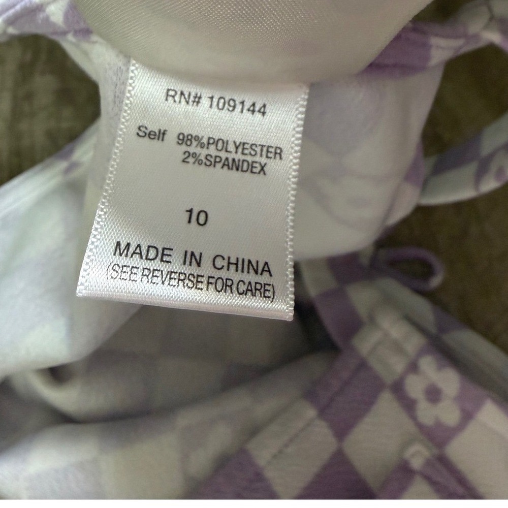 Jenna & Jessie Girls Purple Checkered Floral Overall Dress Size 10 - Picture 5 of 6